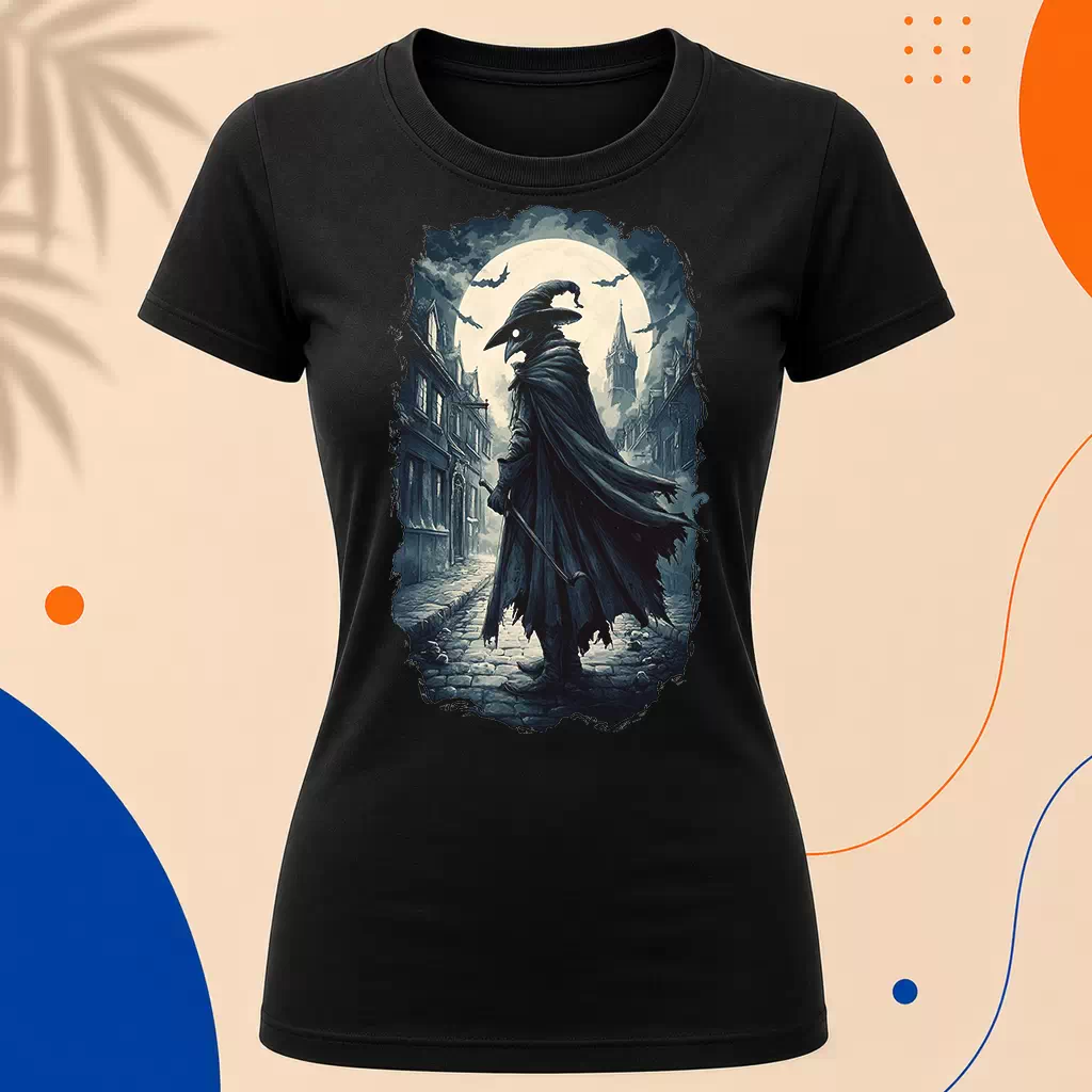 Dámské tričko - Stínový Léčitel – Plague Doctor - Morový Doktor